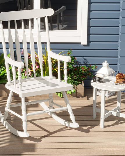 Giantex Outdoor Wood Rocking Chair - Set of 2 Patio Rocking Chair with Solid Frame