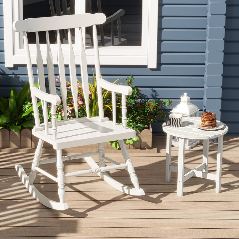 Giantex Outdoor Wood Rocking Chair - Set of 2 Patio Rocking Chair with Solid Frame