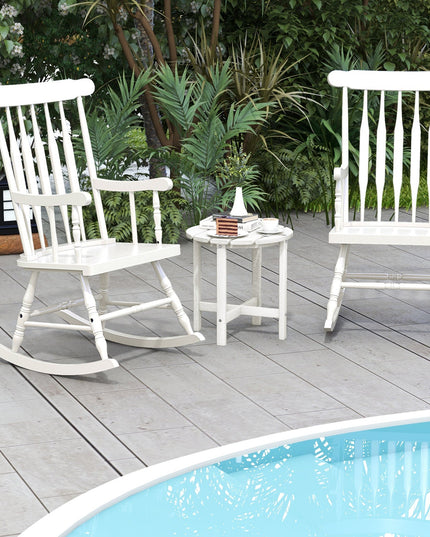 Giantex Outdoor Wood Rocking Chair - Set of 2 Patio Rocking Chair with Solid Frame
