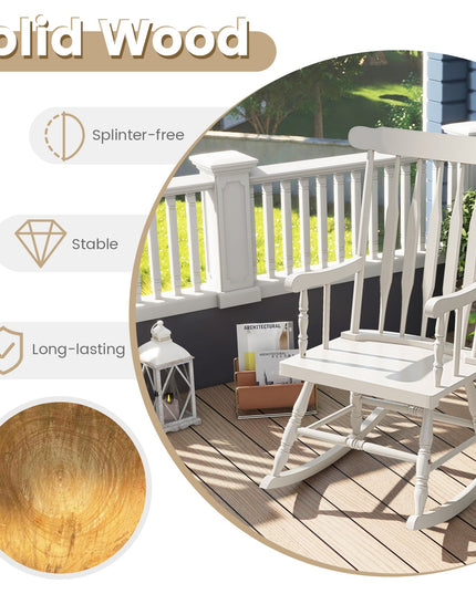 Giantex Outdoor Wood Rocking Chair - Set of 2 Patio Rocking Chair with Solid Frame