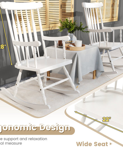 Giantex Outdoor Wood Rocking Chair - Set of 2 Patio Rocking Chair with Solid Frame