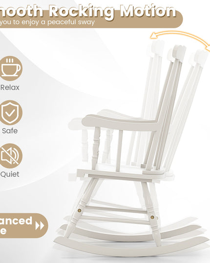 Giantex Outdoor Wood Rocking Chair - Set of 2 Patio Rocking Chair with Solid Frame