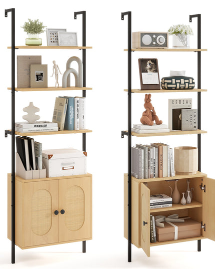 Giantex Ladder Bookshelf with Cabinet