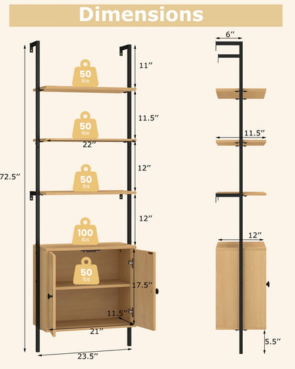 Giantex Ladder Bookshelf with Cabinet