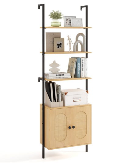 Giantex Ladder Bookshelf with Cabinet