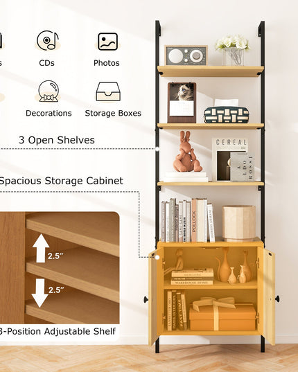 Giantex Ladder Bookshelf with Cabinet