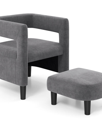 Giantex Velvet Accent Chair with Ottoman