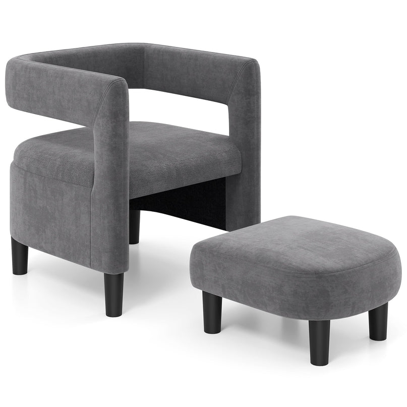 Giantex Velvet Accent Chair with Ottoman