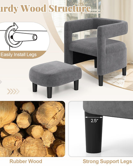 Giantex Velvet Accent Chair with Ottoman