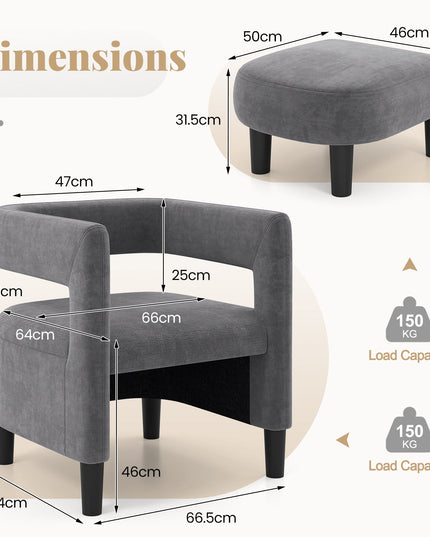 Giantex Velvet Accent Chair with Ottoman