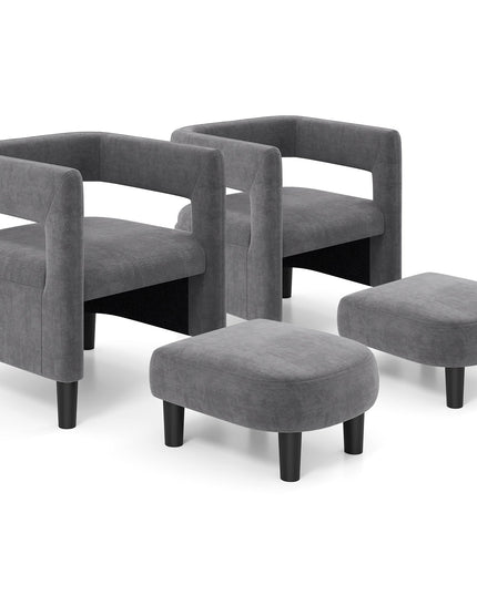 Giantex Velvet Accent Chair with Ottoman