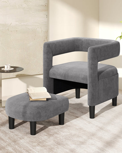 Giantex Velvet Accent Chair with Ottoman