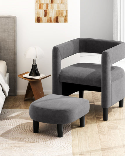 Giantex Velvet Accent Chair with Ottoman