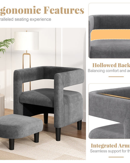 Giantex Velvet Accent Chair with Ottoman