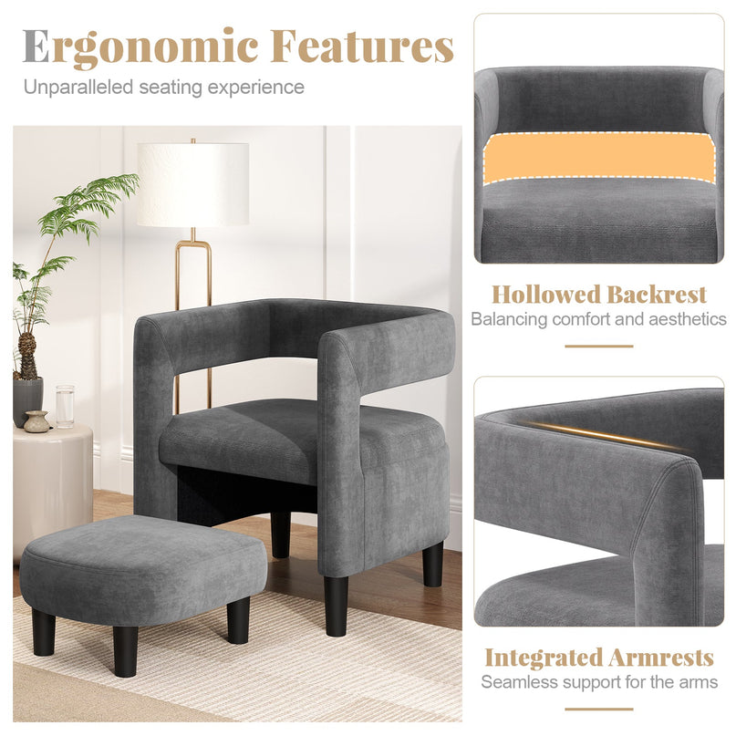 Giantex Velvet Accent Chair with Ottoman