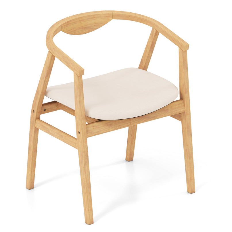 Giantex Modern Mid Century Accent Chair, Made of Fabric, Bamboo