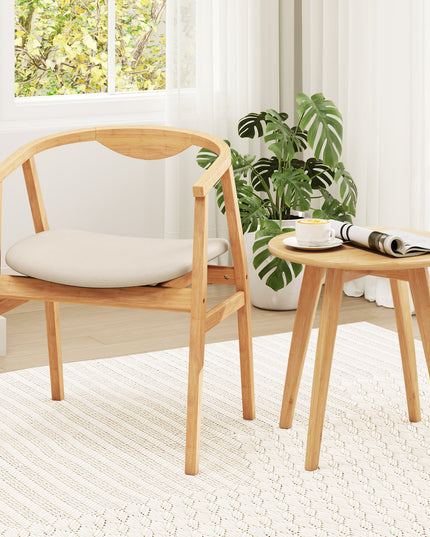 Giantex Modern Mid Century Accent Chair, Made of Fabric, Bamboo
