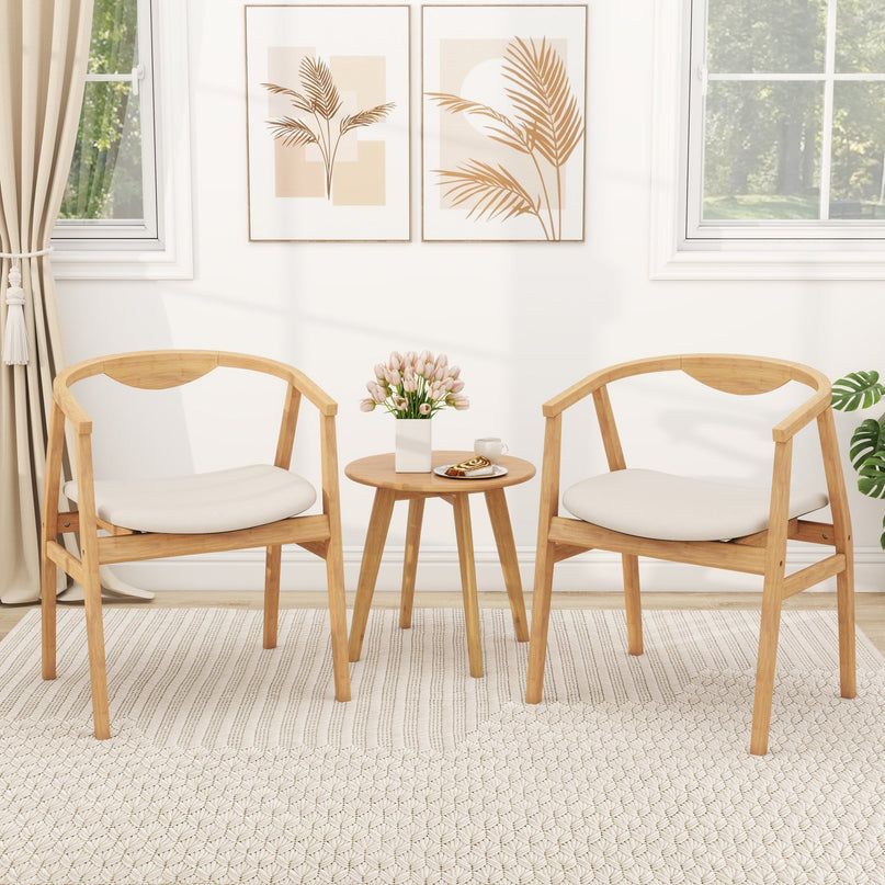 Giantex Modern Mid Century Accent Chair, Made of Fabric, Bamboo