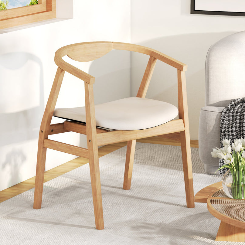 Giantex Modern Mid Century Accent Chair, Made of Fabric, Bamboo