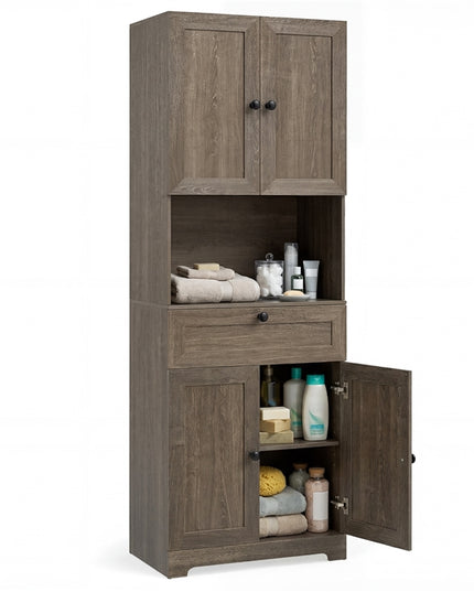 Armoire de Cuisine Autoportante Moderne Giantex de 171 cm de Haut avec 4 Portes et 1 Tiroir