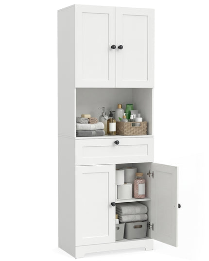 Armoire de Cuisine Autoportante Moderne Giantex de 171 cm de Haut avec 4 Portes et 1 Tiroir