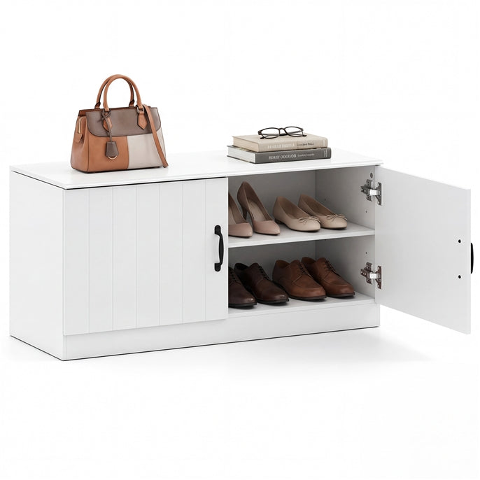 Banc de rangement pour chaussures Giantex 2 portes avec rangement et étagères réglables Charge maximale de 136 kg