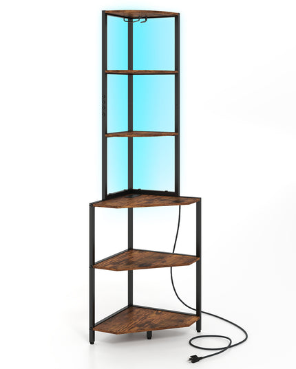 Giantex 6-Tier Kitchen Corner Shelf with 16 Color LED Lights