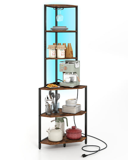Giantex 6-Tier Kitchen Corner Shelf with 16 Color LED Lights