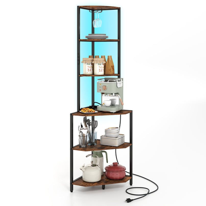 Giantex 6-Tier Kitchen Corner Shelf with 16 Color LED Lights