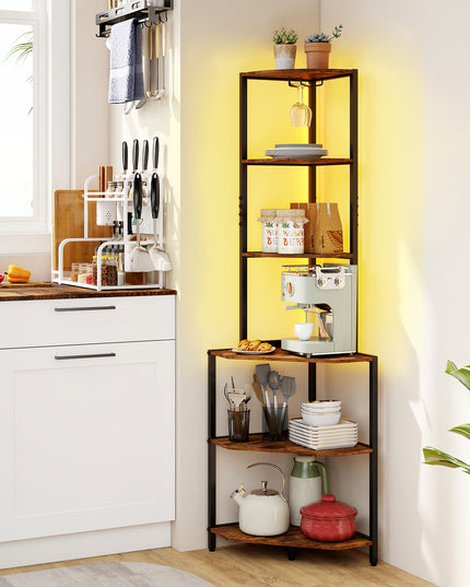 Giantex 6-Tier Kitchen Corner Shelf with 16 Color LED Lights