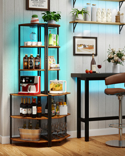 Giantex 6-Tier Kitchen Corner Shelf with 16 Color LED Lights