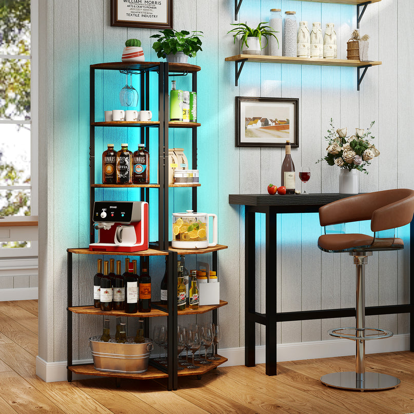 Giantex 6-Tier Kitchen Corner Shelf with 16 Color LED Lights