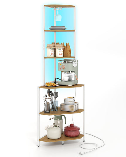 Giantex 6-Tier Kitchen Corner Shelf with 16 Color LED Lights