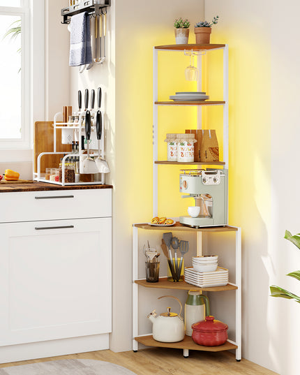 Giantex 6-Tier Kitchen Corner Shelf with 16 Color LED Lights