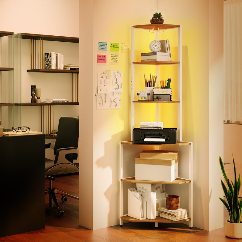 Giantex 6-Tier Kitchen Corner Shelf with 16 Color LED Lights