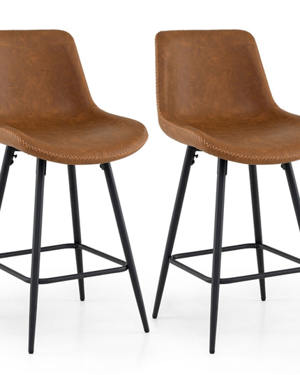 GIANTEX 24 Inch Faux Leather Upholstered Bar Stools Set of 2/4