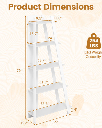 Giantex 4/5-Tier Bookshelf Narrow Wooden Vertical Trapezoidal Bookcase