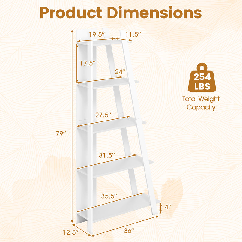 Giantex 4/5-Tier Bookshelf Narrow Wooden Vertical Trapezoidal Bookcase