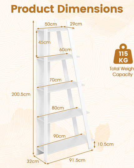 Giantex 4/5-Tier Bookshelf Narrow Wooden Vertical Trapezoidal Bookcase