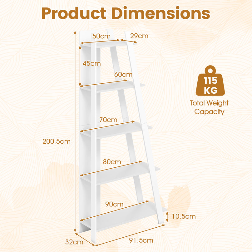 Giantex 4/5-Tier Bookshelf Narrow Wooden Vertical Trapezoidal Bookcase