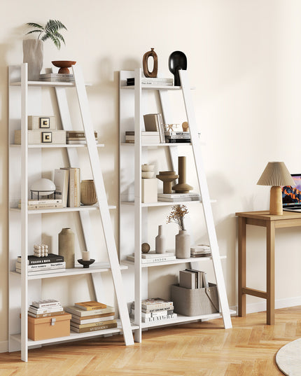 Giantex 4/5-Tier Bookshelf Narrow Wooden Vertical Trapezoidal Bookcase