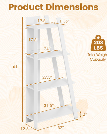 Giantex 4/5-Tier Bookshelf Narrow Wooden Vertical Trapezoidal Bookcase