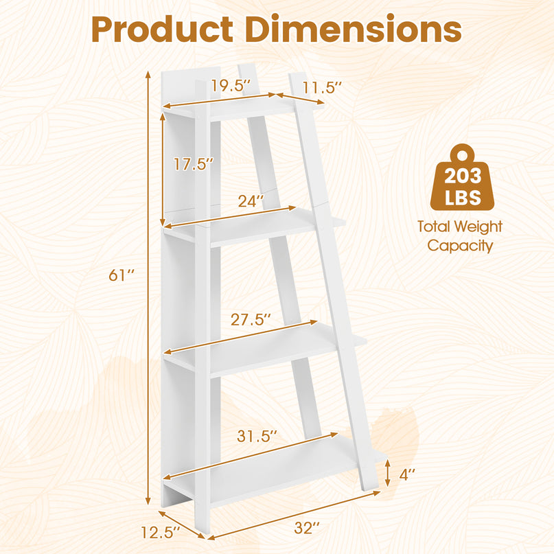 Giantex 4/5-Tier Bookshelf Narrow Wooden Vertical Trapezoidal Bookcase