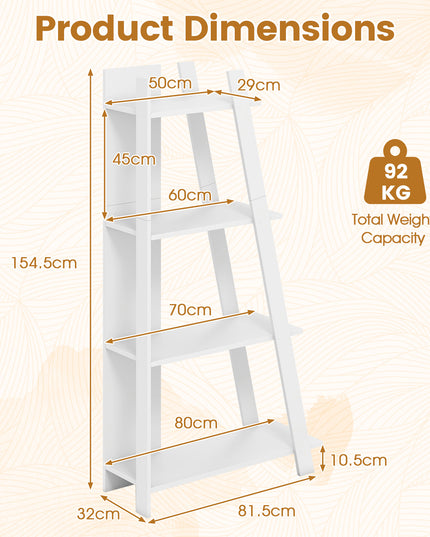Giantex 4/5-Tier Bookshelf Narrow Wooden Vertical Trapezoidal Bookcase