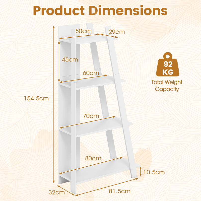 Giantex 4/5-Tier Bookshelf Narrow Wooden Vertical Trapezoidal Bookcase