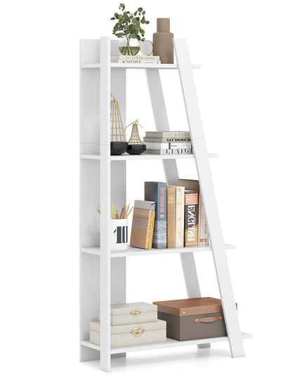 Giantex 4/5-Tier Bookshelf Narrow Wooden Vertical Trapezoidal Bookcase