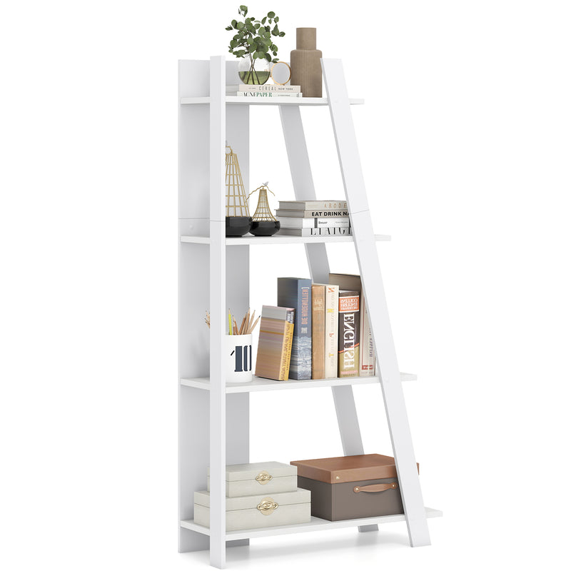 Giantex 4/5-Tier Bookshelf Narrow Wooden Vertical Trapezoidal Bookcase