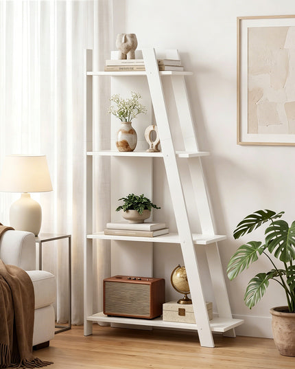 Giantex 4/5-Tier Bookshelf Narrow Wooden Vertical Trapezoidal Bookcase