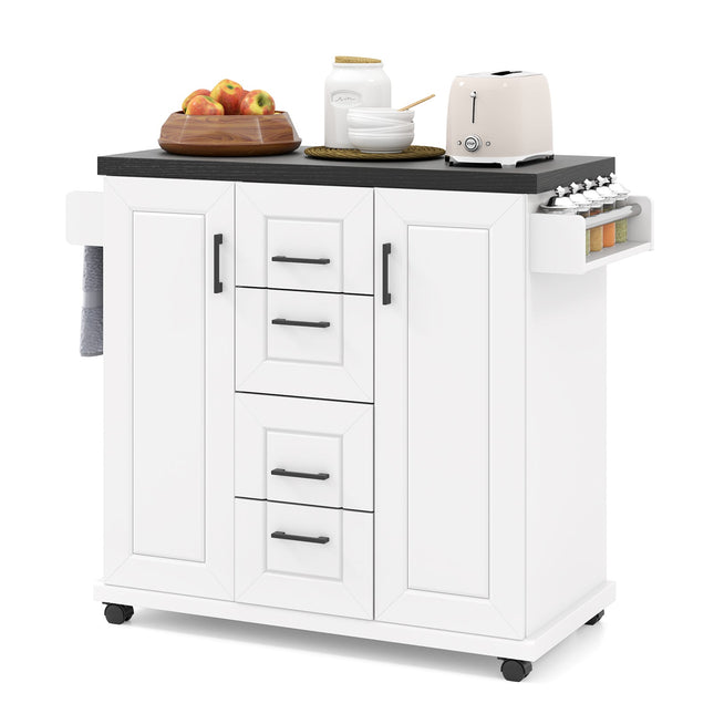 Îlot de cuisine Giantex avec rangement, Chariot de cuisine roulant avec 4 tiroirs