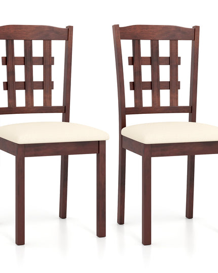Giantex Wooden Dining Chair, Linen Fabric Padded Kitchen Chairs